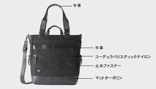 moustache on time トートバッグ バリスティックナイロン×マットターポリン×牛革 JRR-2755