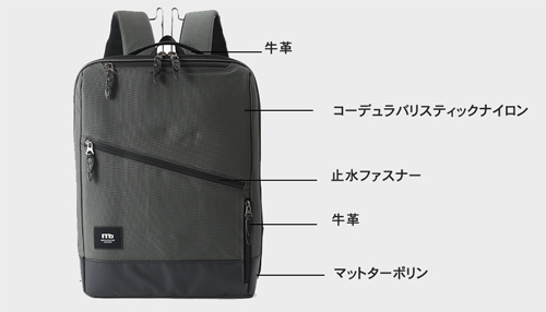 moustache on time リュックサック バリスティックナイロン×マットターポリン×牛革 JRR-2756