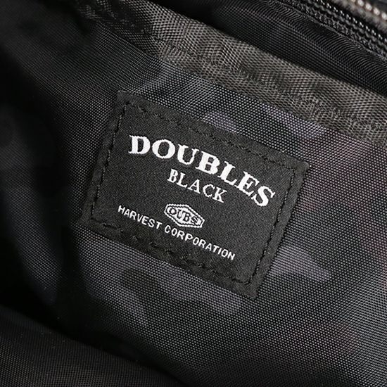 DOUBLES BLACK フラップショルダーバッグ 綿MIX×ナイロン×牛革 JEW