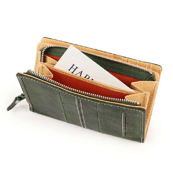 MOUSTACHE 二つ折り財布 バッファロー革×豚革 DBR-5409 | ハーヴェスト