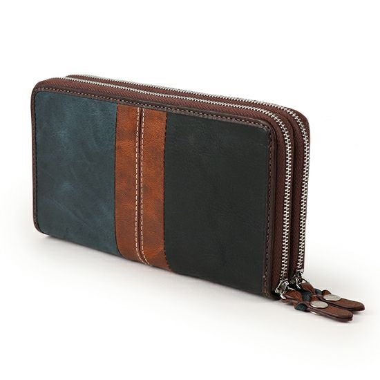 MOUSTACHE ラウンドファスナー長財布 バッファロー革×豚革 DBR-5413