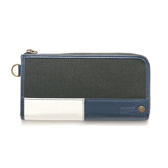 MOUSTACHE L字ファスナー長財布 ポリエステル×牛革 DUQ-4238