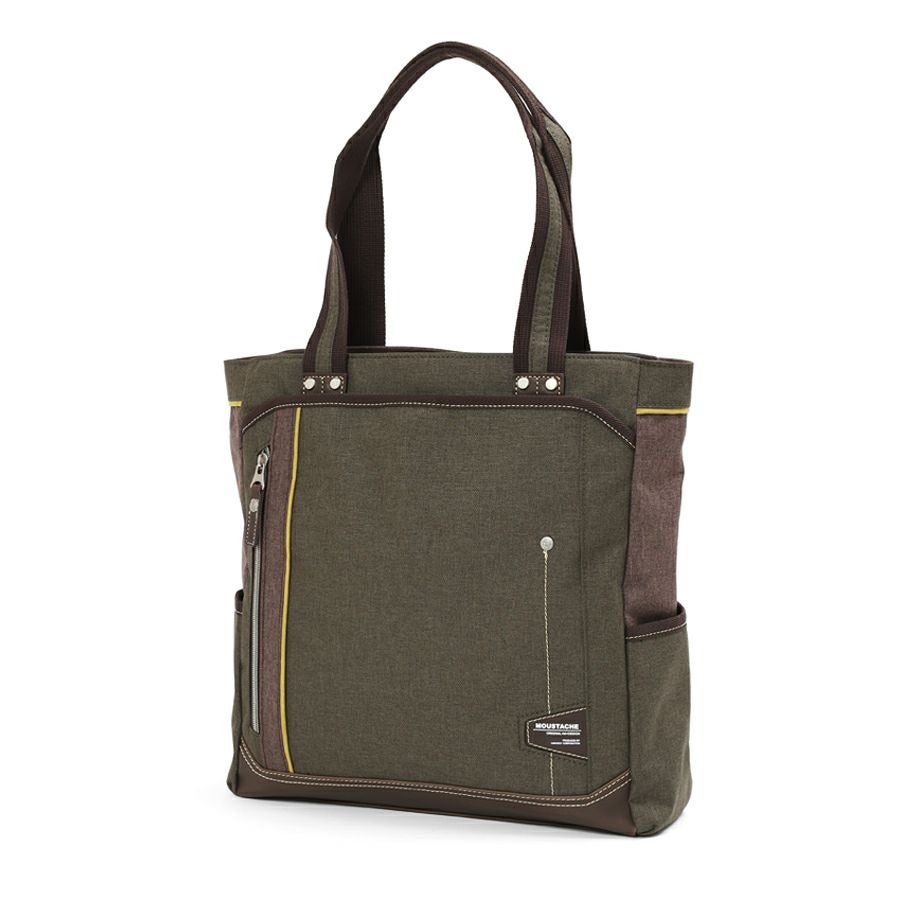 MOUSTACHE トートバッグ ムラ染ポリ×白化合皮 JLG-4651 | ハーヴェスト