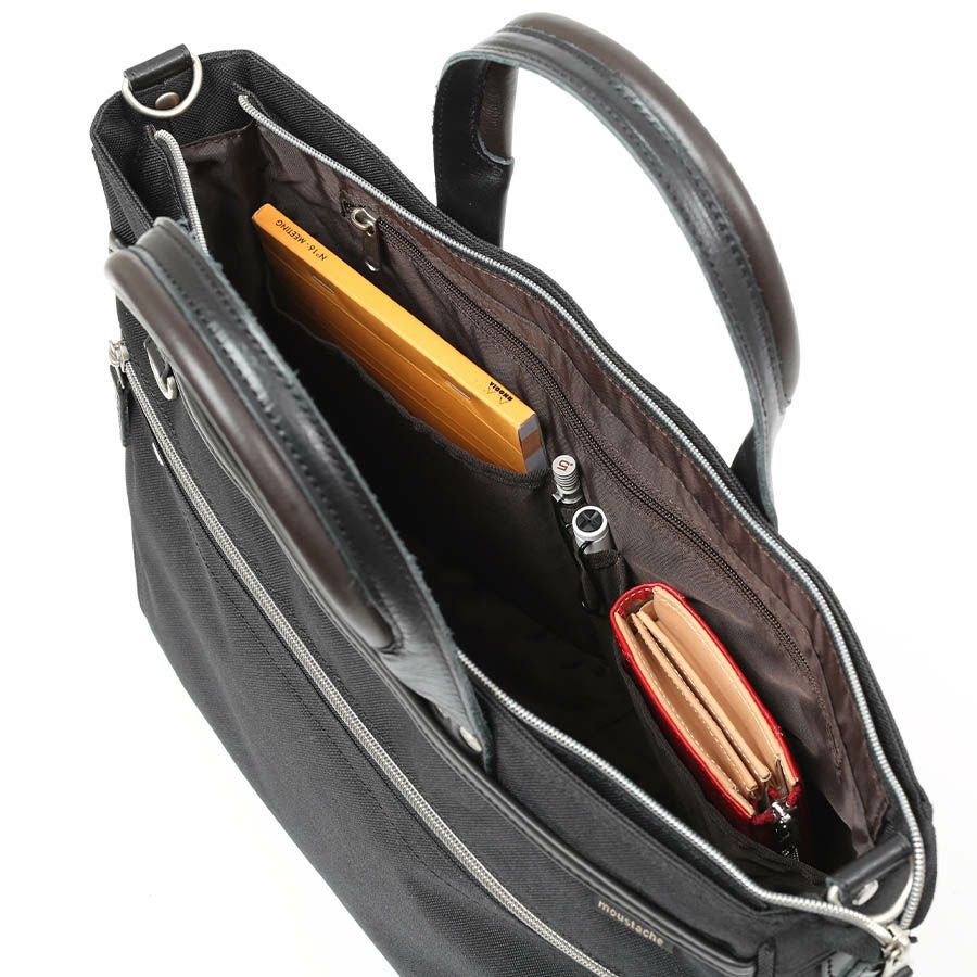 moustache on time 2WAY ビジネスバッグ ポリエステル×牛革×合皮 JPF