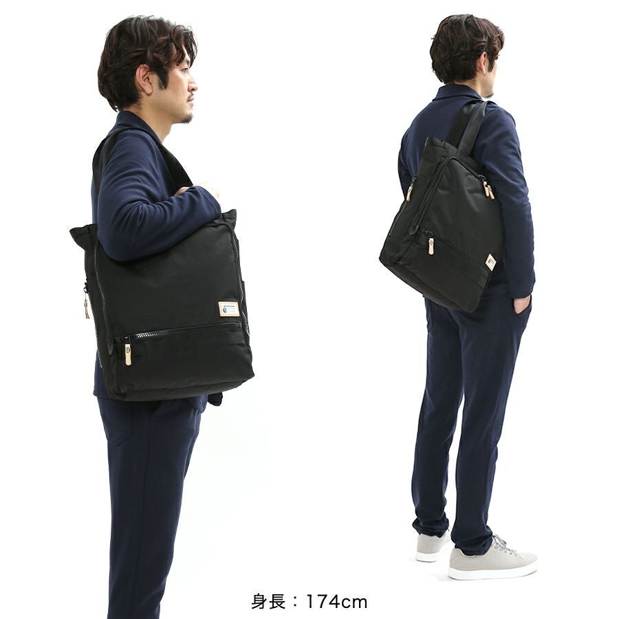 moustache on time 2WAY トートリュックサック ポリエステル×牛革×ヌメ