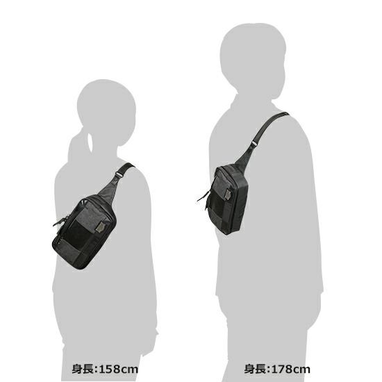 DOUBLES BLACK ボディバッグ 綿MIX×ナイロン×牛革 JEW-3082