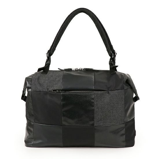 DOUBLES BLACK ボストンバッグ 綿MIX×ナイロン×牛革 JEW-3083