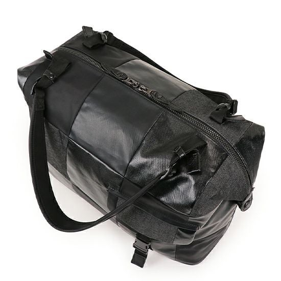 DOUBLES BLACK ボストンバッグ 綿MIX×ナイロン×牛革 JEW-3083