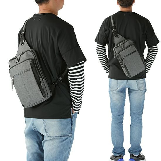 MOUSTACHE ボディバッグL 杢調ポリエステル×コーティングポリエステル JXD-4566