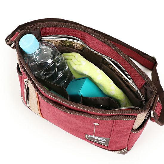 公式】 MOUSTACHE ショルダーバッグ 杢調ポリx白化合皮 JLG-4658