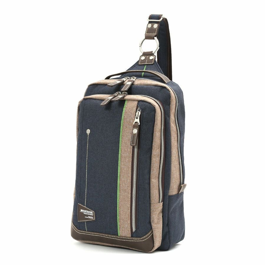 MOUSTACHE 2WAYボディリュックサック 杢調ポリエステル×白化合皮 JLG-4659