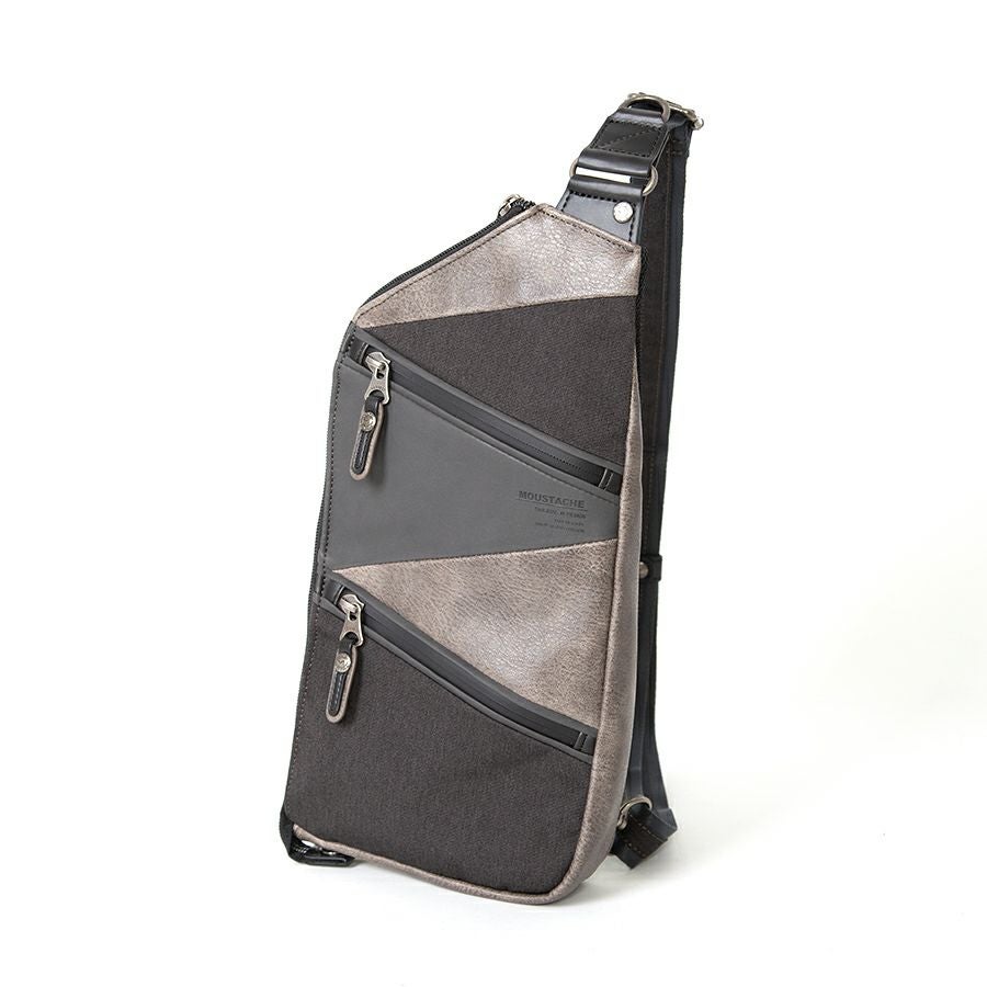 公式】 MOUSTACHE 薄マチボディバック 合皮×杢調ポリ BBB-4667