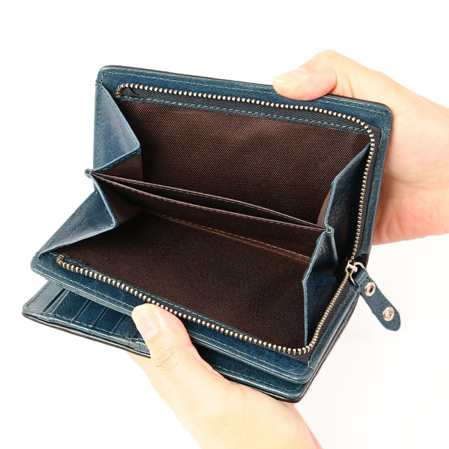 MOUSTACHE コンビ鞣しバッファローレザー ミドル財布 牛革 WPO-0921