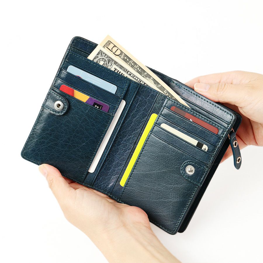 入手困難☆バッファロー（毛皮）☆革製品 公式】 MOUSTACHE L字ファスナーミドルウォレット イタリアン