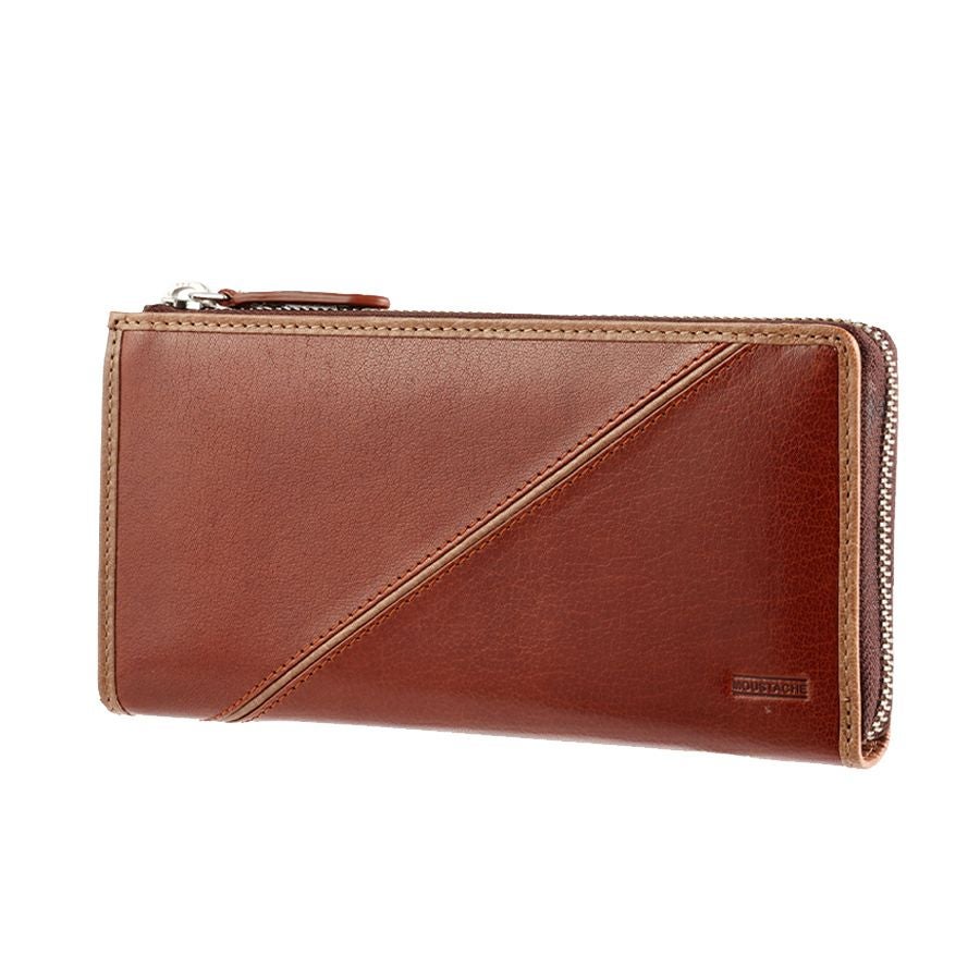 MOUSTACHE コンビ鞣しバッファローレザー L字ファスナー長財布 牛革