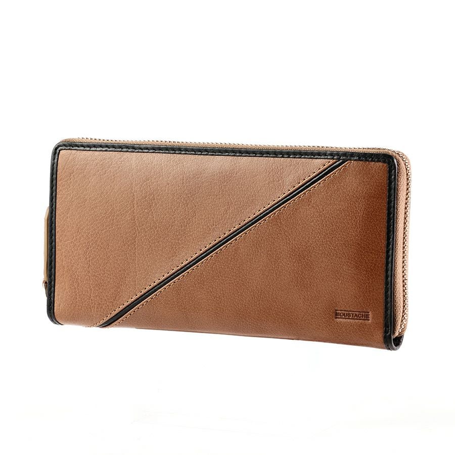 MOUSTACHE コンビ鞣しバッファローレザー ラウンド長財布 牛革 WPO