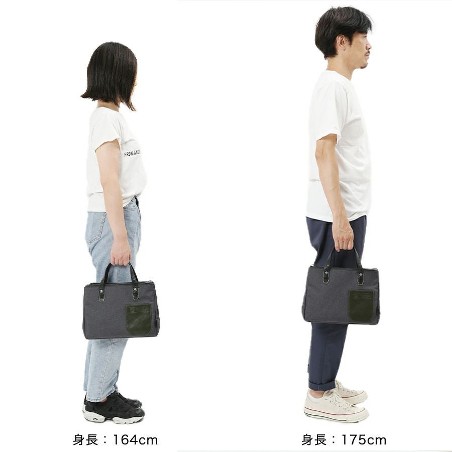 MOUSTACHE 2WAYドライビングトート 杢調ポリ×牛革 BMX-0512