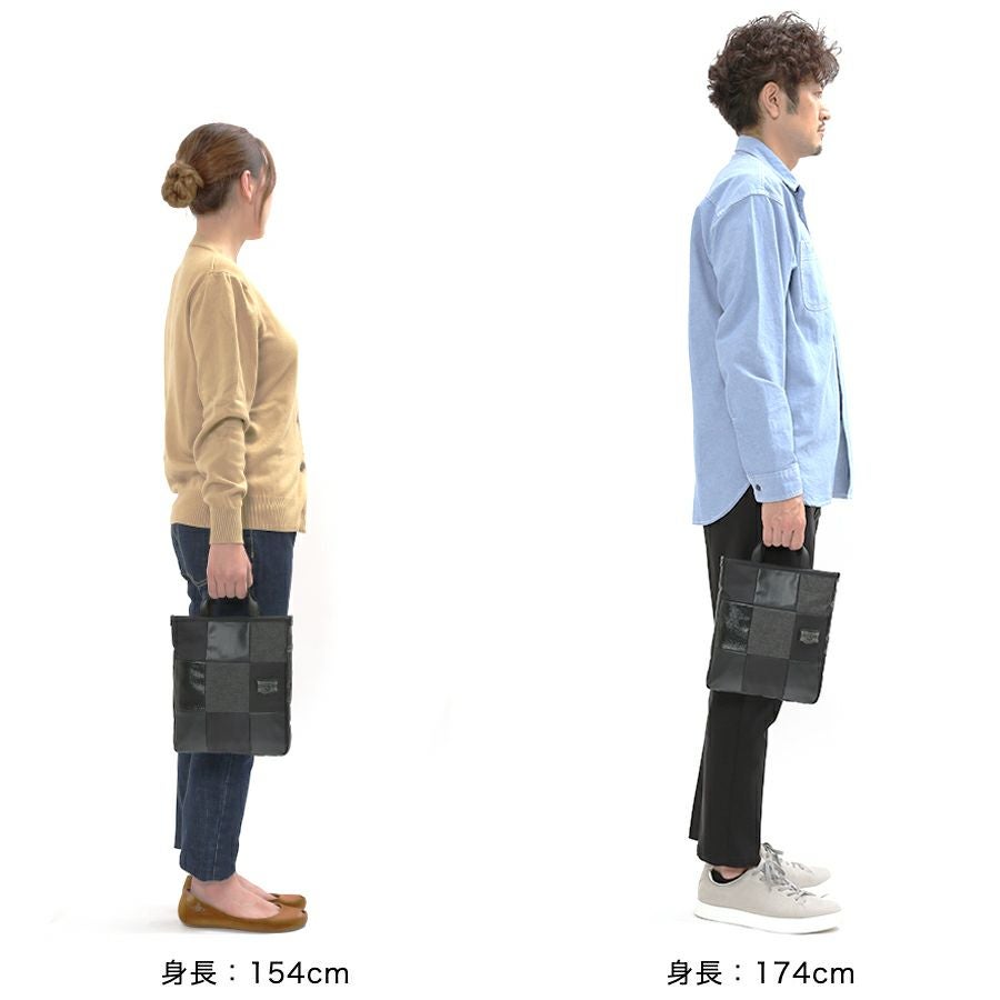 DOUBLES BLACK 2WAYミニトートショルダー 綿MIX×ナイロン×牛革 JEW