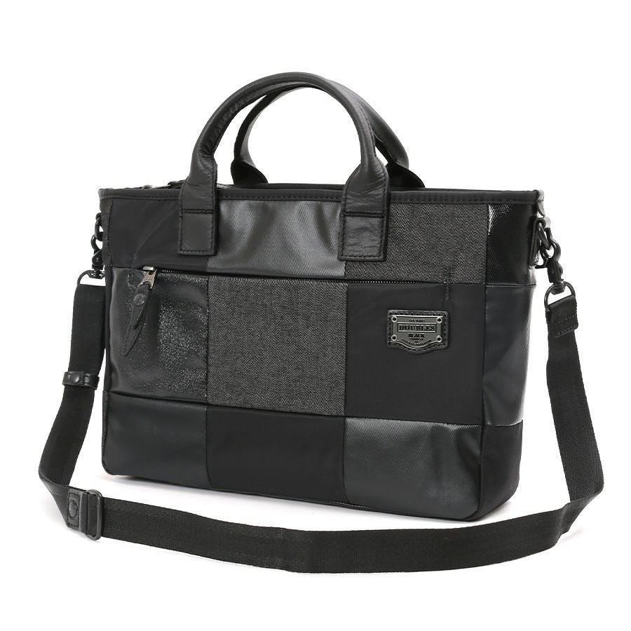 DOUBLES BLACK 2WAYドライビングトート 綿MIX×ナイロン×牛革 JEW-3086