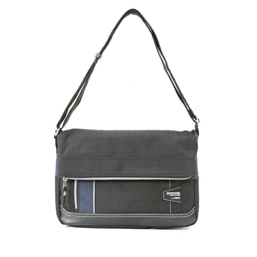 MOUSTACHE 口折れショルダーバッグ 杢調ポリ×白化合皮 JLG-4662