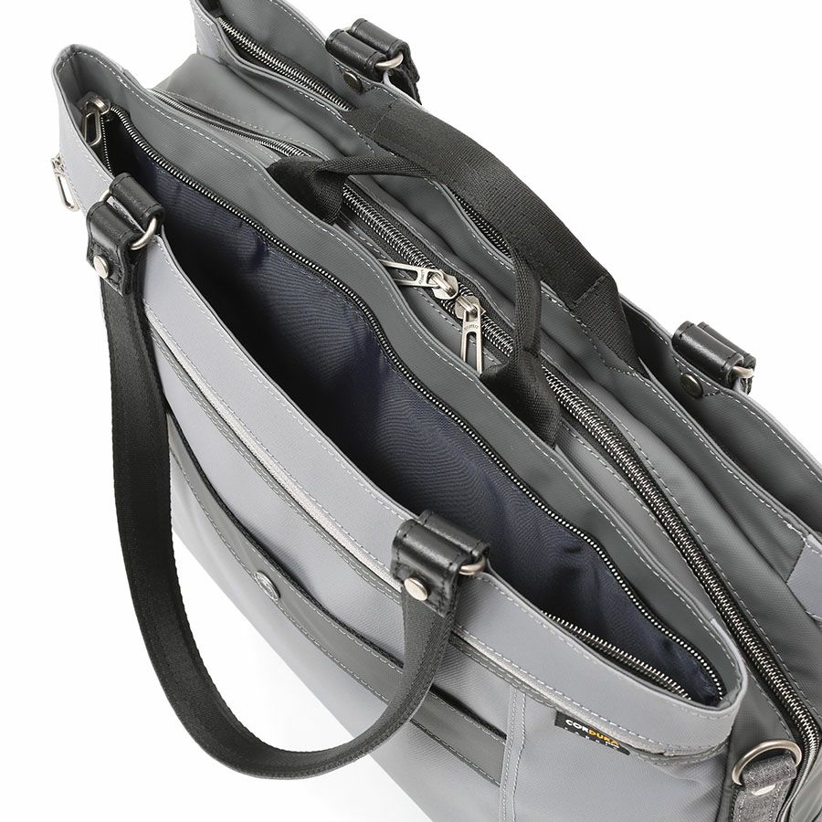 moustache on time ダブルハンドル３層トートブリーフバッグ Corduraコーティングポリ×牛革 JDF-2710