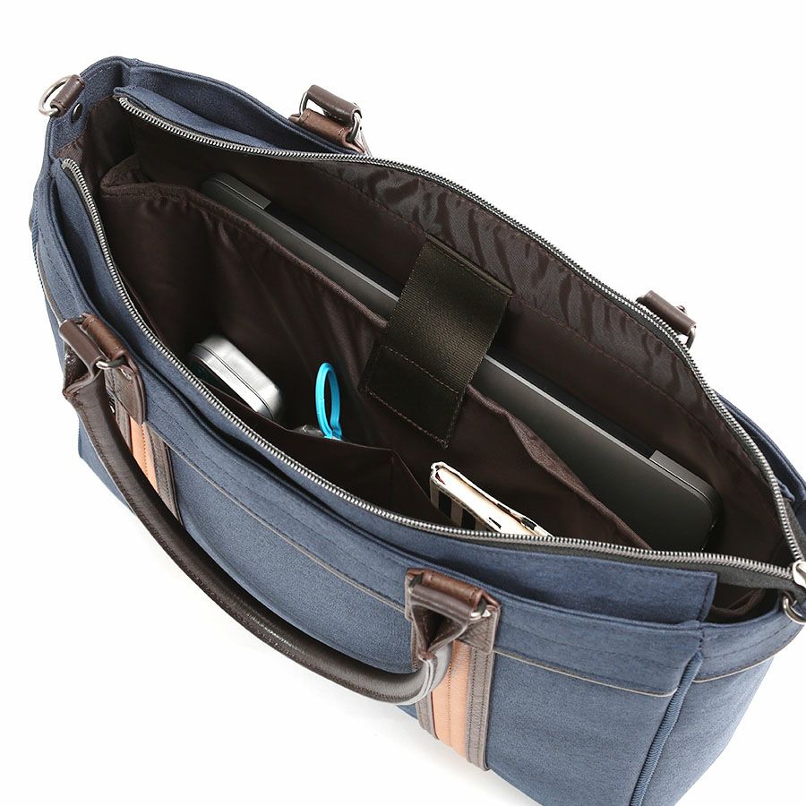 moustache on time 2WAYブリーフトート 杢調ポリ×合皮×牛革 JHZ-2720