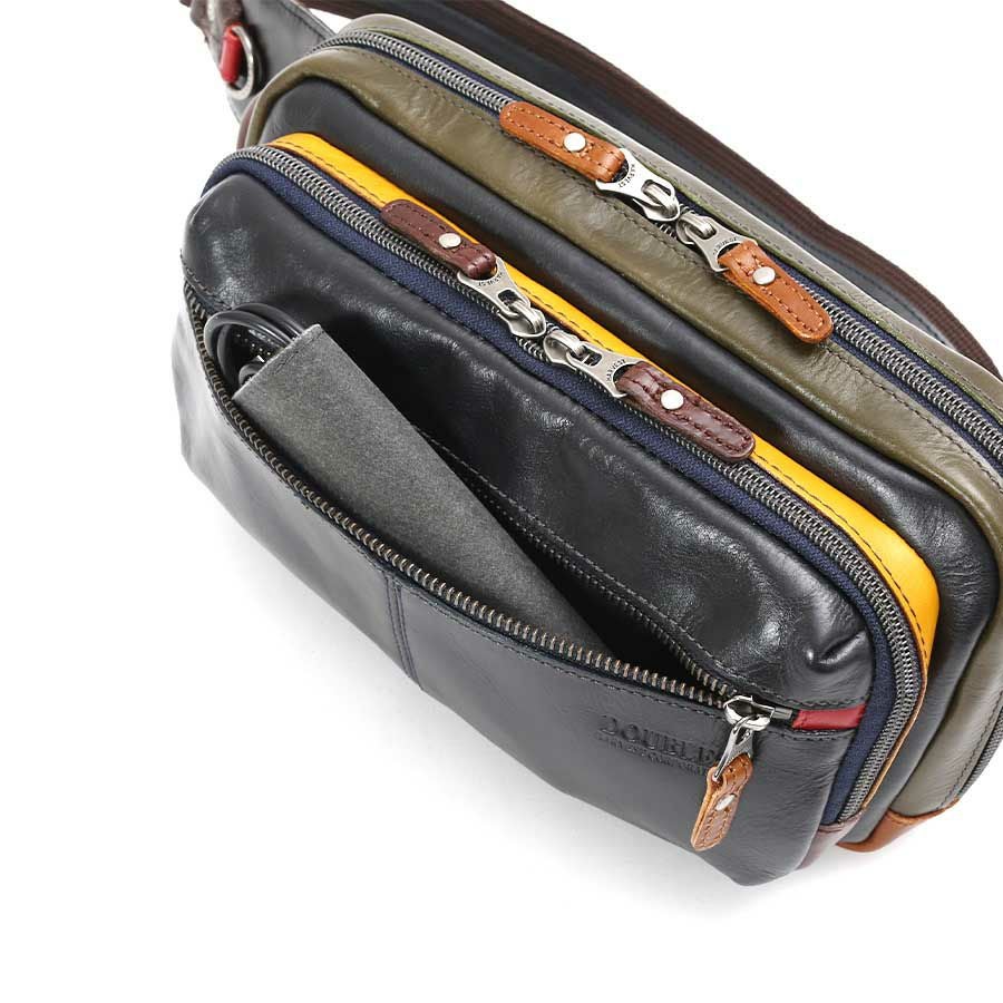 DOUBLES 2WAYボディバッグ 牛革×イタリアンヌメ牛革 JHD-7600