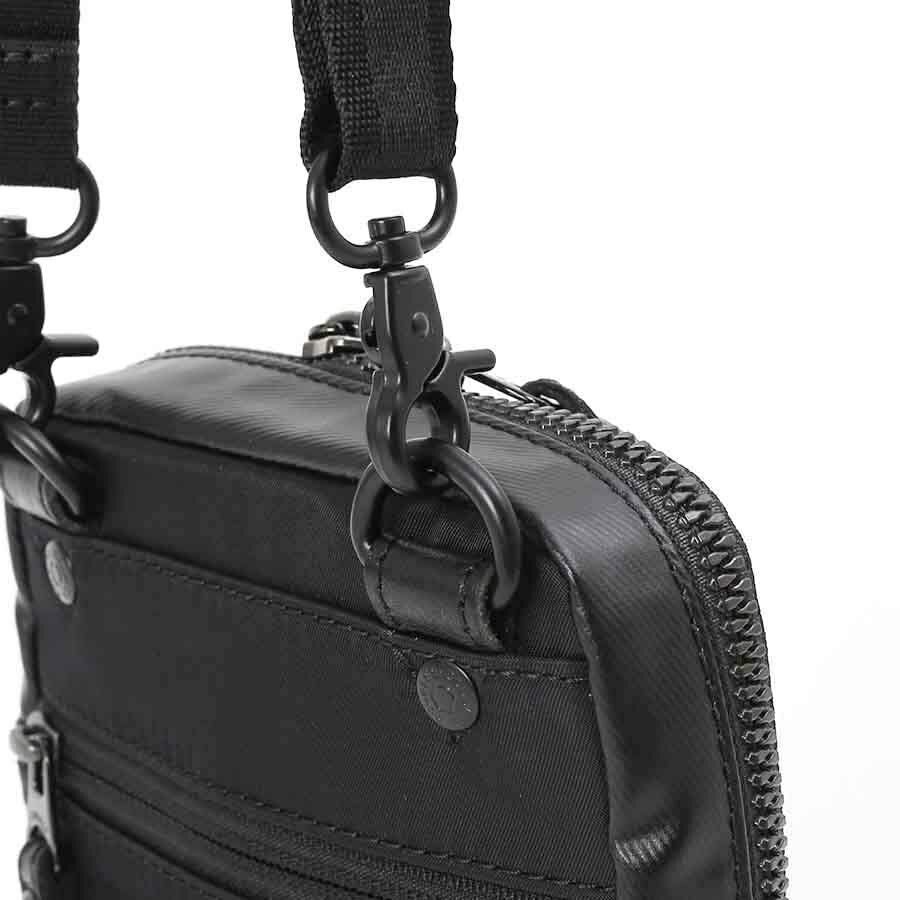 公式】 DOUBLES BLACK スマホポケット付きショルダー 綿MIX×ナイロン