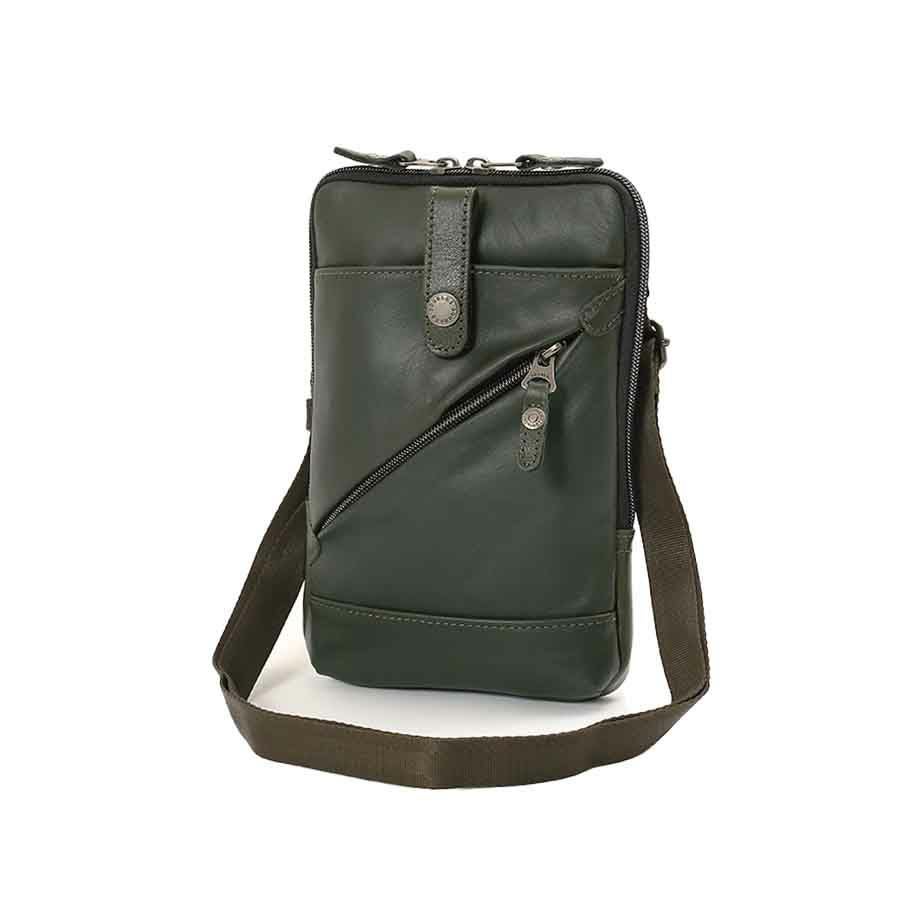 公式】 DOUBLES 薄マチショルダーポーチ イタリアンソフト牛革x牛革x