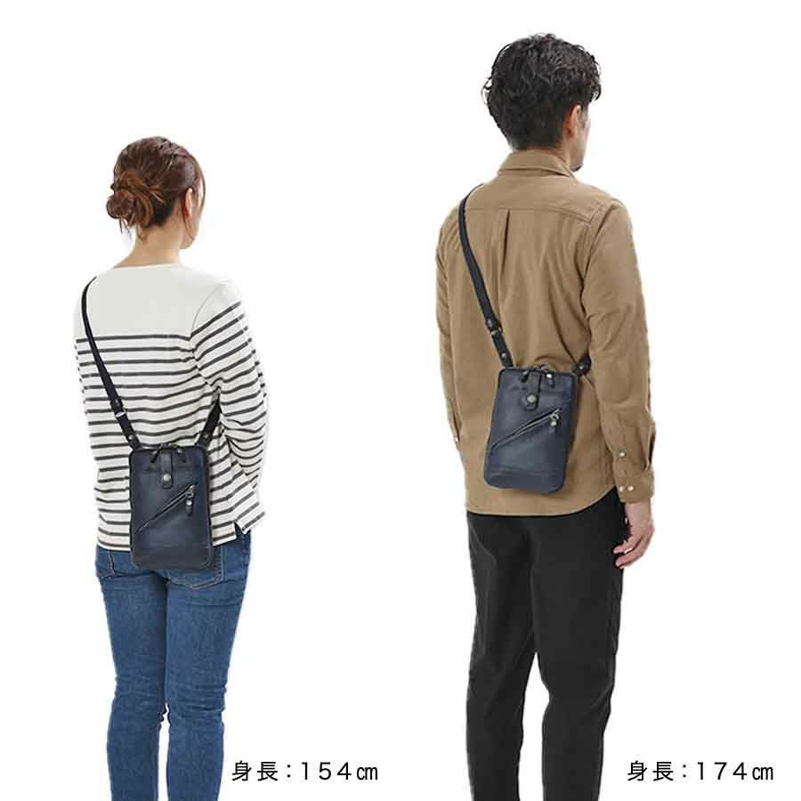 公式】 DOUBLES 薄マチショルダーポーチ イタリアンソフト牛革x牛革x