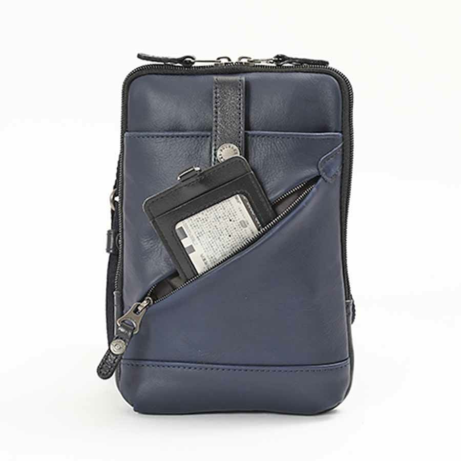 公式】 DOUBLES 薄マチショルダーポーチ イタリアンソフト牛革x牛革x