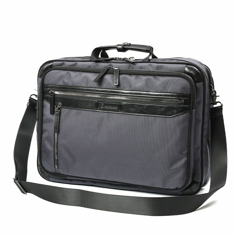 公式】 moustache on time 3WAYビジネスバッグ ポリエステル×合皮×牛革