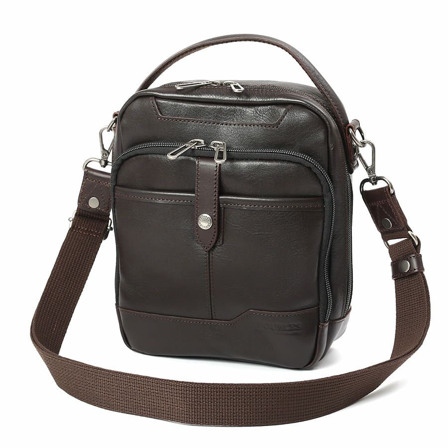 公式】 DOUBLES スクエアハンドルショルダーバッグ 牛革×角シボ型押し