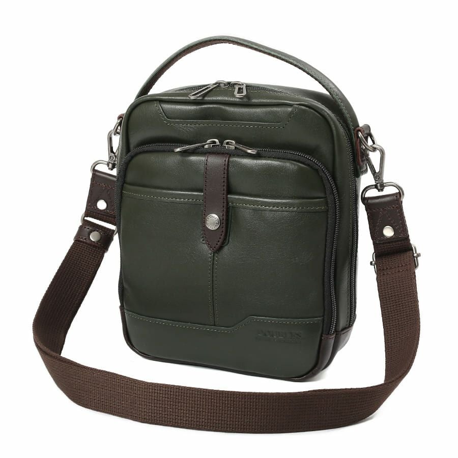 公式】 DOUBLES スクエアハンドルショルダーバッグ 牛革×角シボ型押し