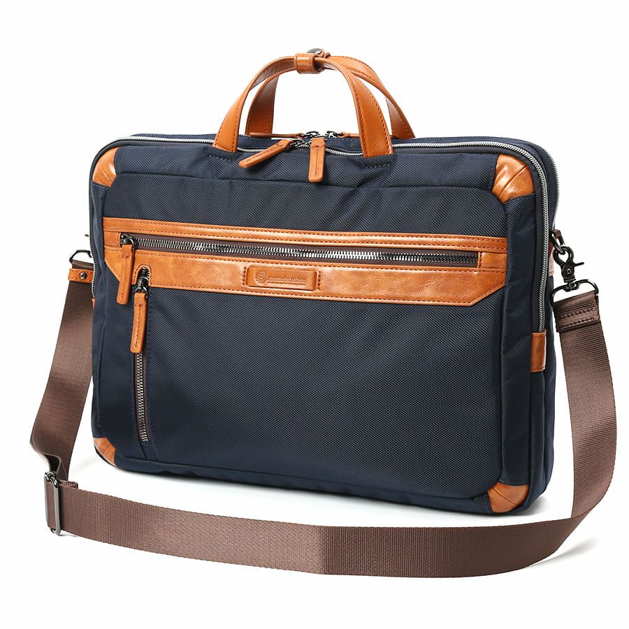 公式】 moustache on time ブリーフケース ポリエステル×合皮×牛革 KIX