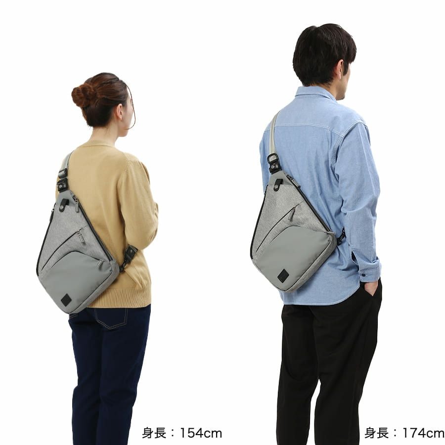 公式】 MOUSTACHE 2WAYボディバッグ(L) 杢調ポリ×コーティングポリ×合