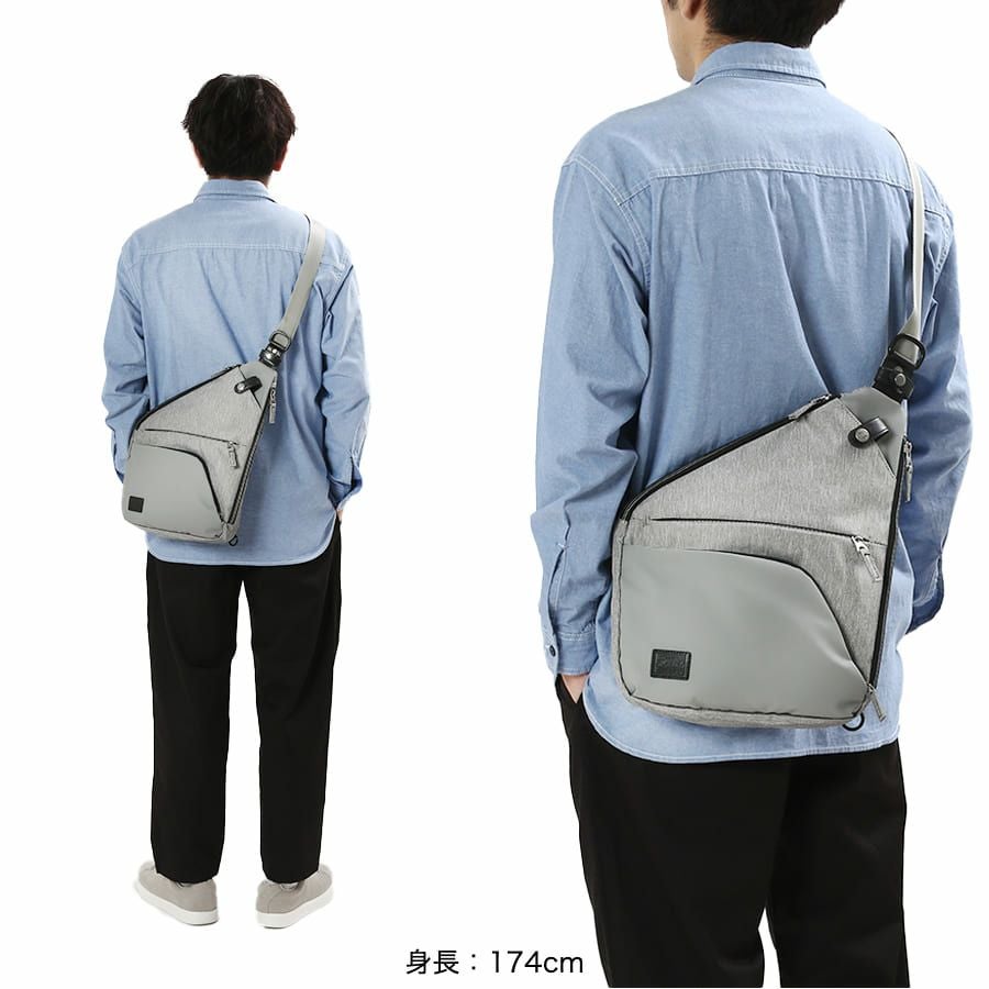 公式】 MOUSTACHE 2WAYボディバッグ(L) 杢調ポリ×コーティングポリ×合