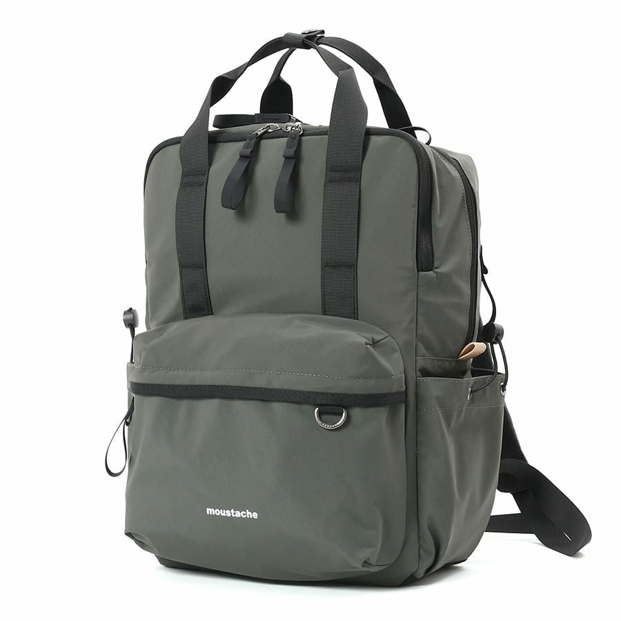 公式】 MOUSTACHE スクエアリュックサック シワ加工ナイロン MEG-4428
