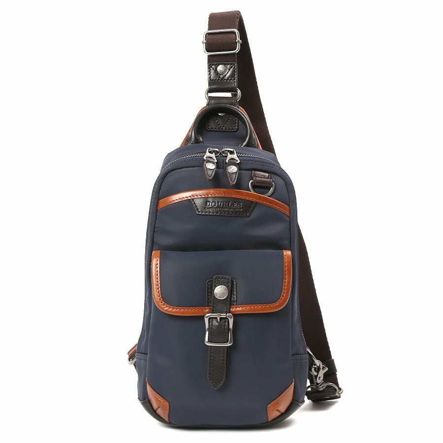 【美品】TUMI ボディバッグ　ネイビー　ブラウン　レザー　ナイロン 美品】TUMI ボディバッグ ネイビー ブラウン レザー ナイロン TUMI