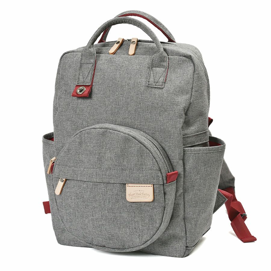 4way リュック☆ヌビキルト☆グレージュ×レッド(チェック)☆ハンドメイド 公式】 Heart Made Factory バックパック リュックサック ポリエステル