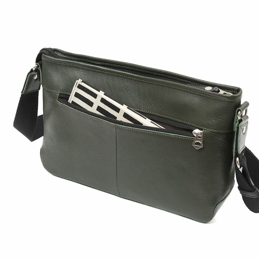 公式】 DOUBLES 横型ショルダーバッグ 牛革×イタリアンヌメ牛革 JPU