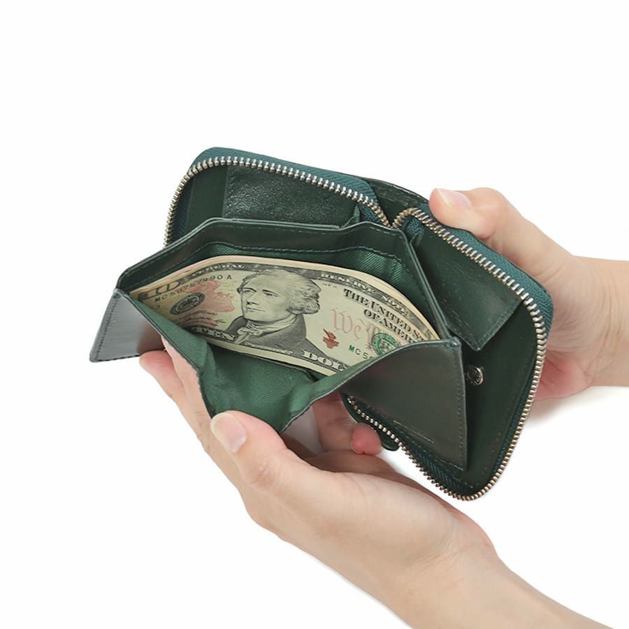 公式】 DOUBLES ラウンド三つ折りミニ財布 イタリアン牛革 XAL-7672