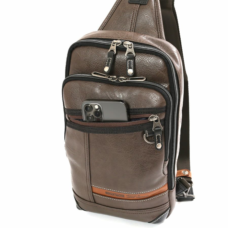 公式】 MOUSTACHE ボディバッグ 合皮 JTZ-4155 ハーヴェスト