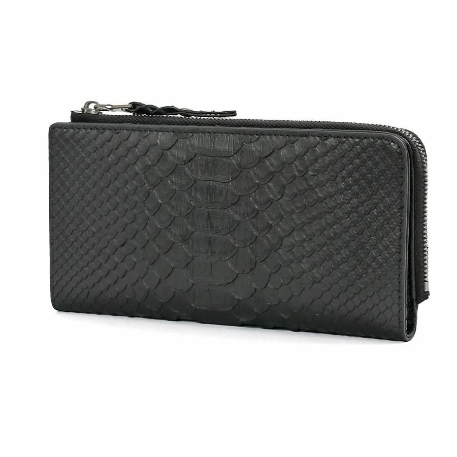 DOUBLES L字ファスナー長財布 マットパイソン革×イタリアン牛革 KSK-7053