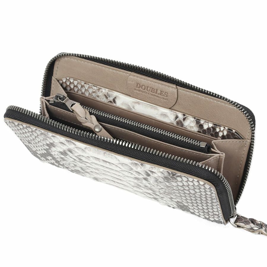 DOUBLES ラウンド長財布 マットパイソン革×イタリアン牛革 KSK-7054
