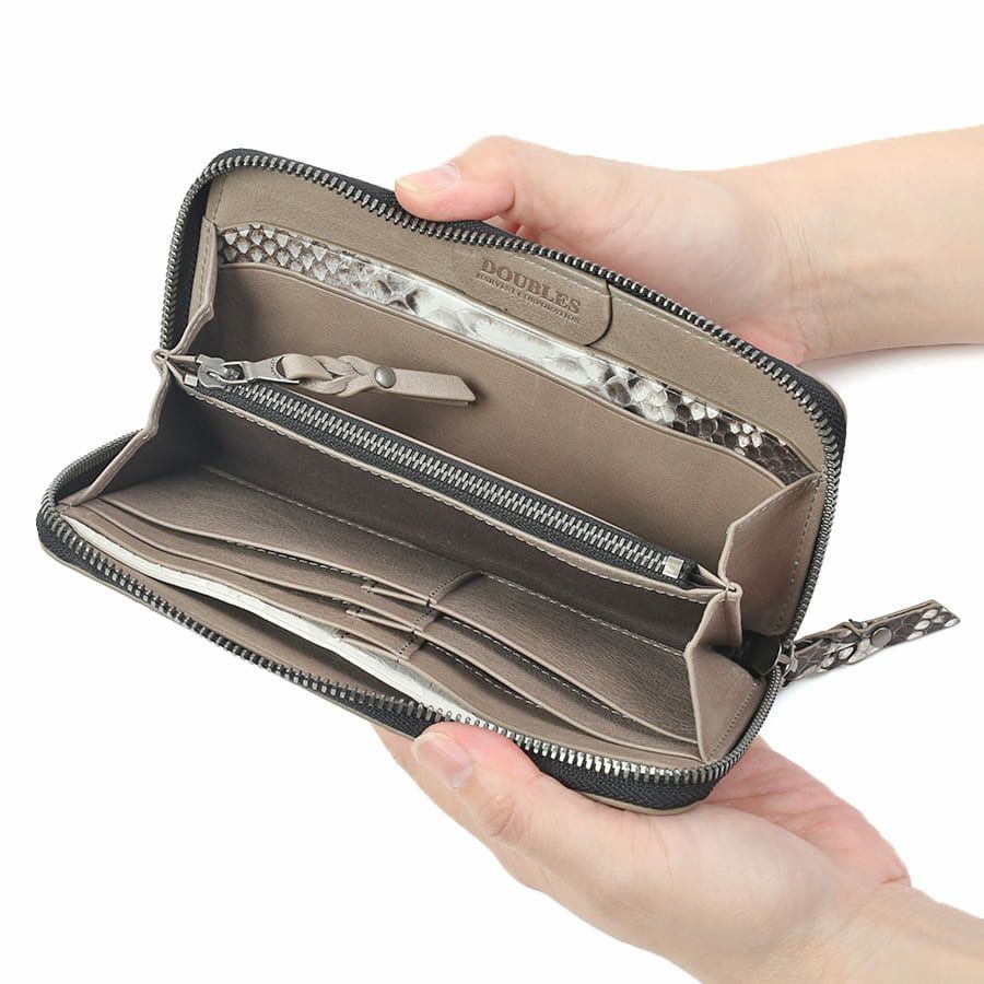 DOUBLES ラウンド長財布 マットパイソン革×イタリアン牛革 KSK-7054