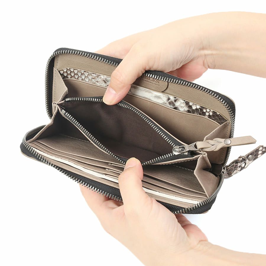 DOUBLES ラウンド長財布 マットパイソン革×イタリアン牛革 KSK-7054