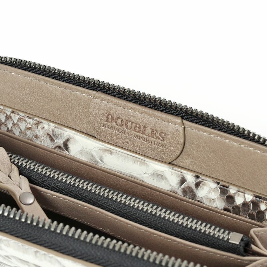DOUBLES ラウンド長財布 マットパイソン革×イタリアン牛革 KSK-7054