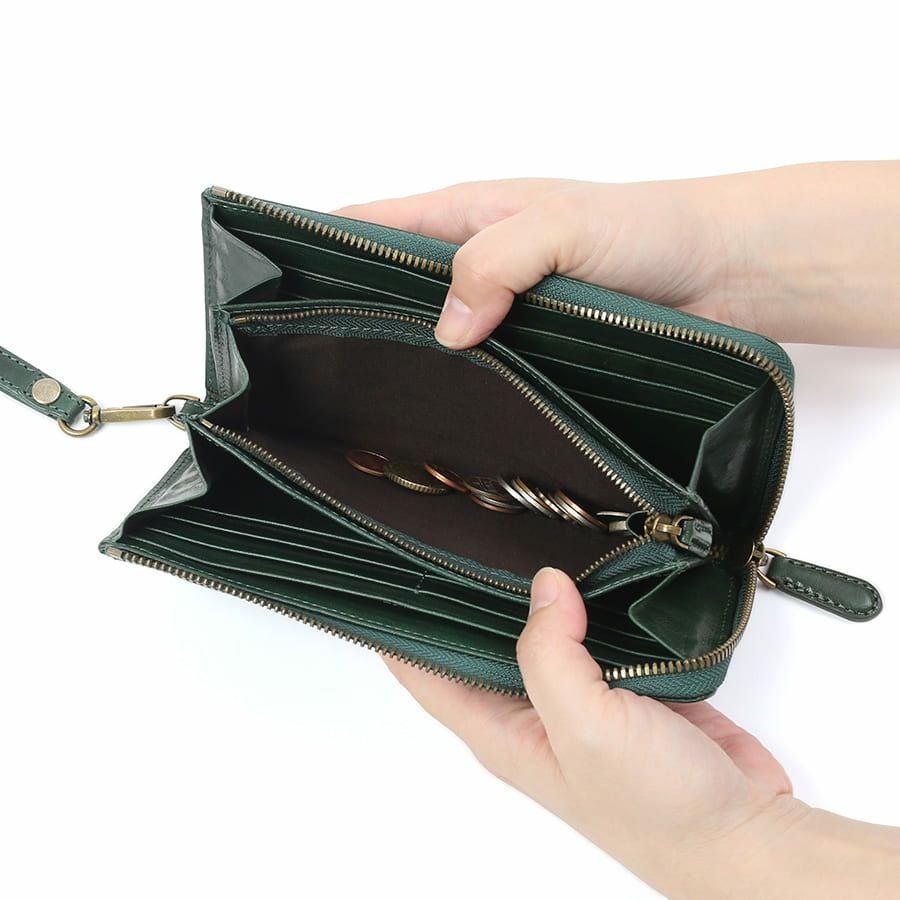 DOUBLES L字ファスナー長財布 牛革(アイロン加工) KLE-7702