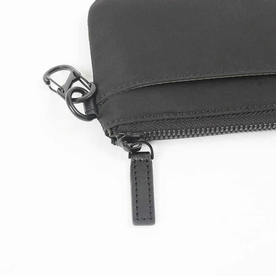 MOUSTACHE カラビナ付きミニ財布 撥水ポリエステル×牛革 KXX-4421